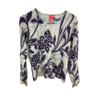 Charlotte Rhinestone Button Bird on Back Gray Purple Girls XL